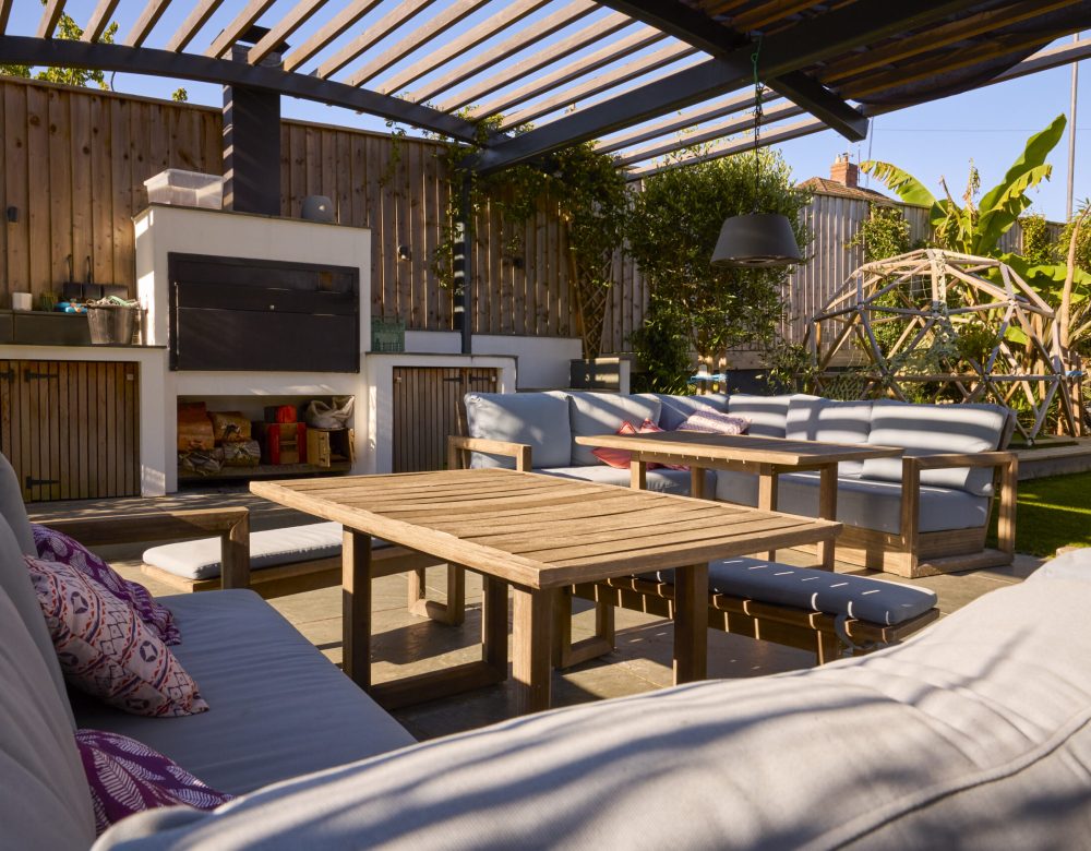 Outdoor Seating Area And Garden Of Modern House