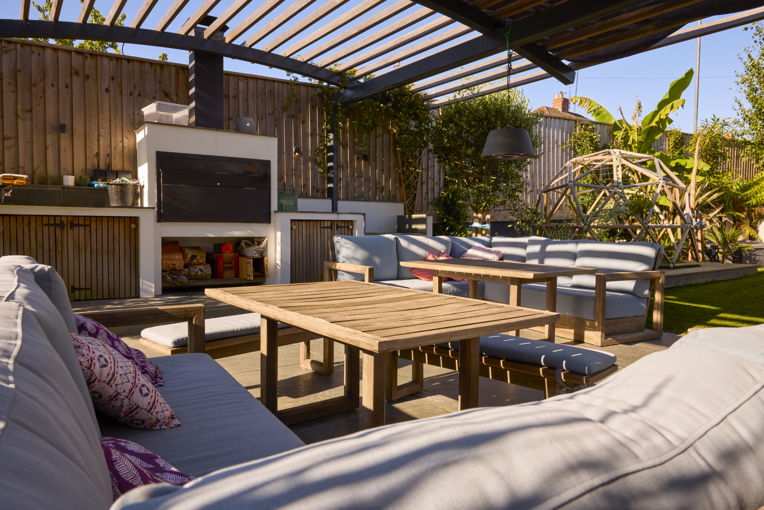 Outdoor Seating Area And Garden Of Modern House